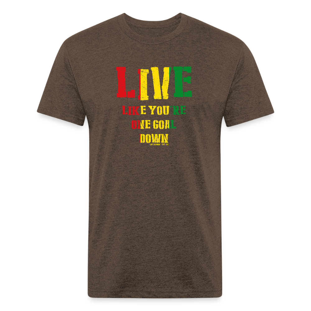 Rasta One Goal Down Fitted Cotton/Poly T-Shirt - heather espresso