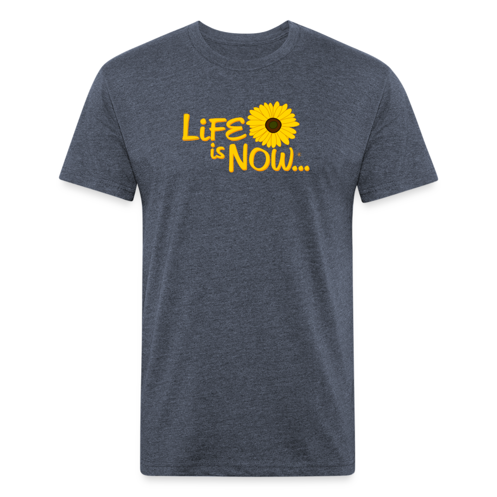 Squiggle Sunflower Fitted Cotton/Poly T-Shirt - heather navy