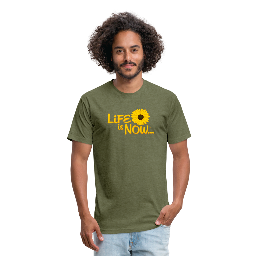 Squiggle Sunflower Fitted Cotton/Poly T-Shirt - heather military green