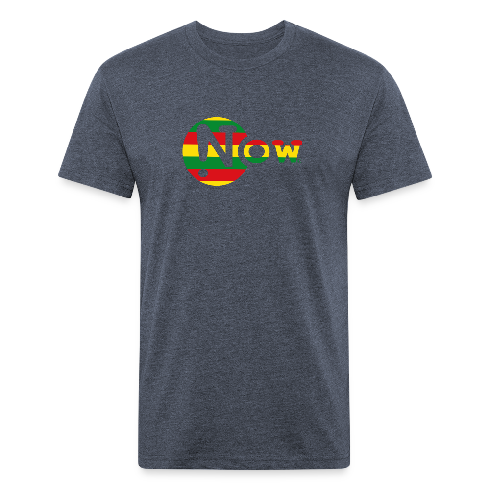 !Now Rasta Cut Out Fitted Cotton/Poly T-Shirt - heather navy