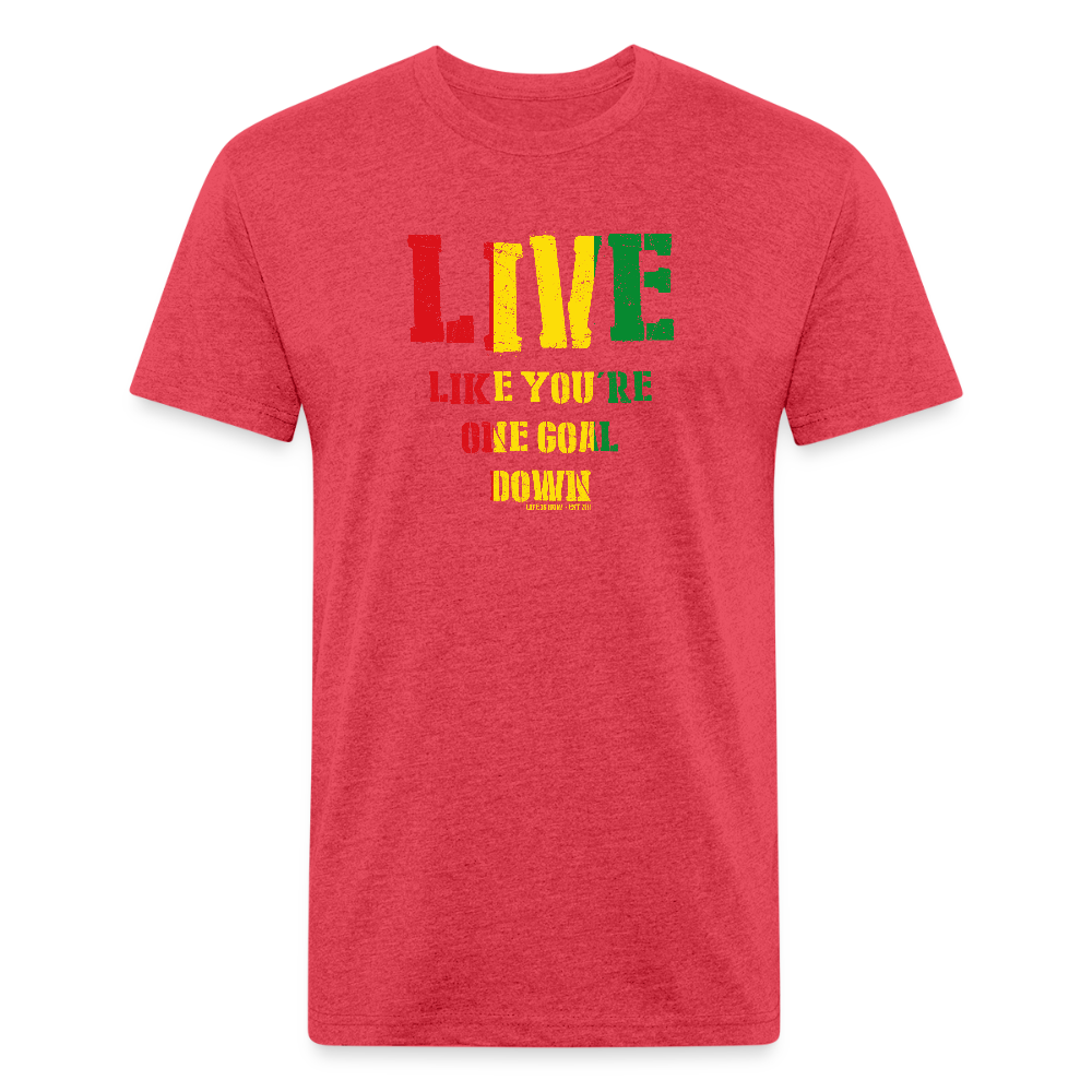 Rasta One Goal Down Fitted Cotton/Poly T-Shirt - heather red