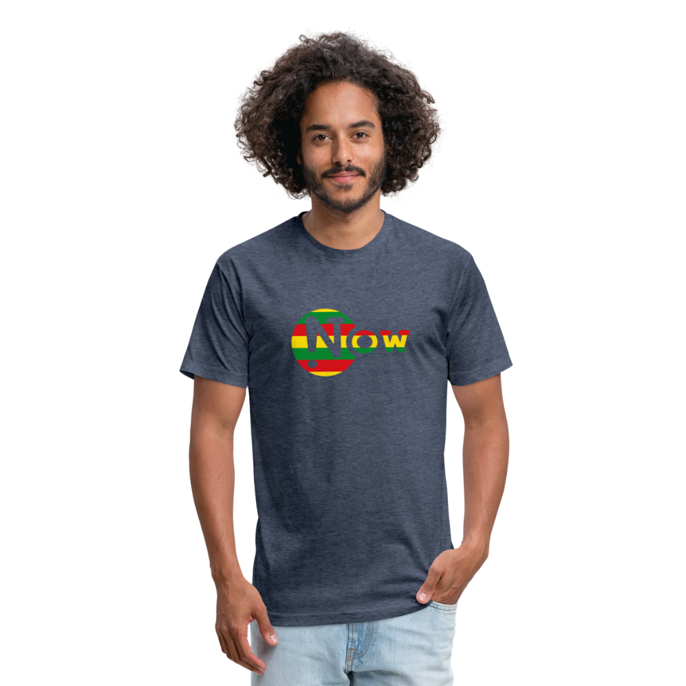 !Now Rasta Cut Out Fitted Cotton/Poly T-Shirt - heather navy