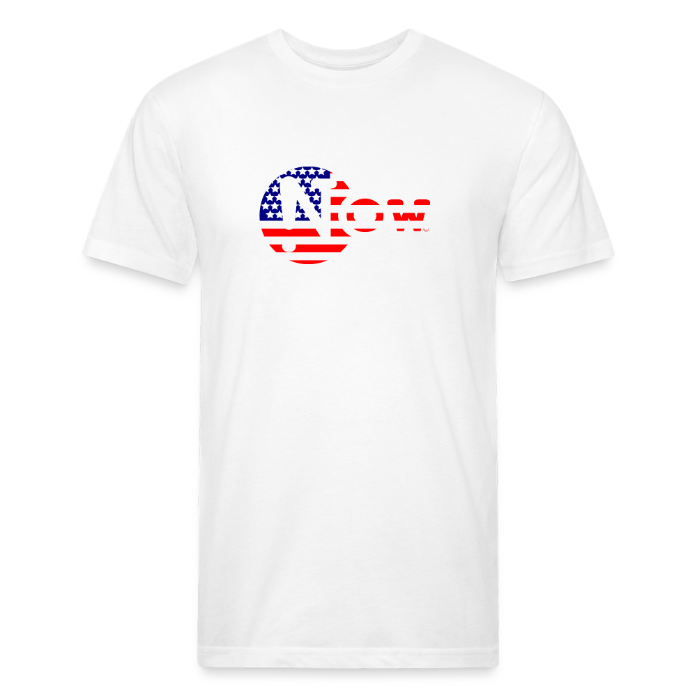 !Now US Flag Cut Out Fitted Cotton/Poly T-Shirt - white