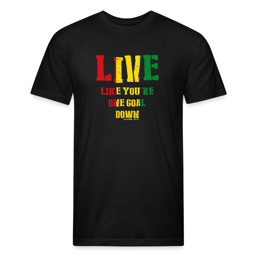 Rasta One Goal Down Fitted Cotton/Poly T-Shirt - black
