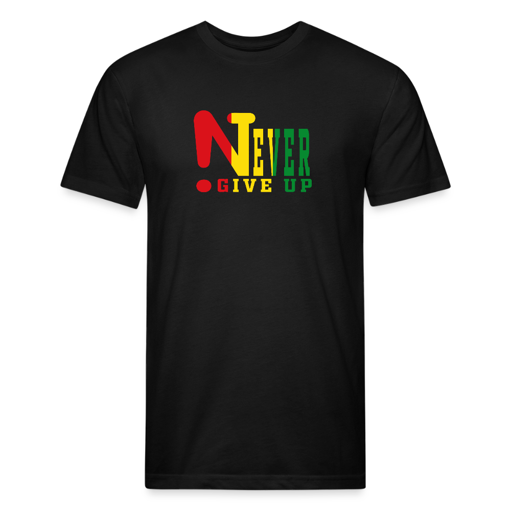 Rasta !Never Give Up Fitted Cotton/Poly T-Shirt - black