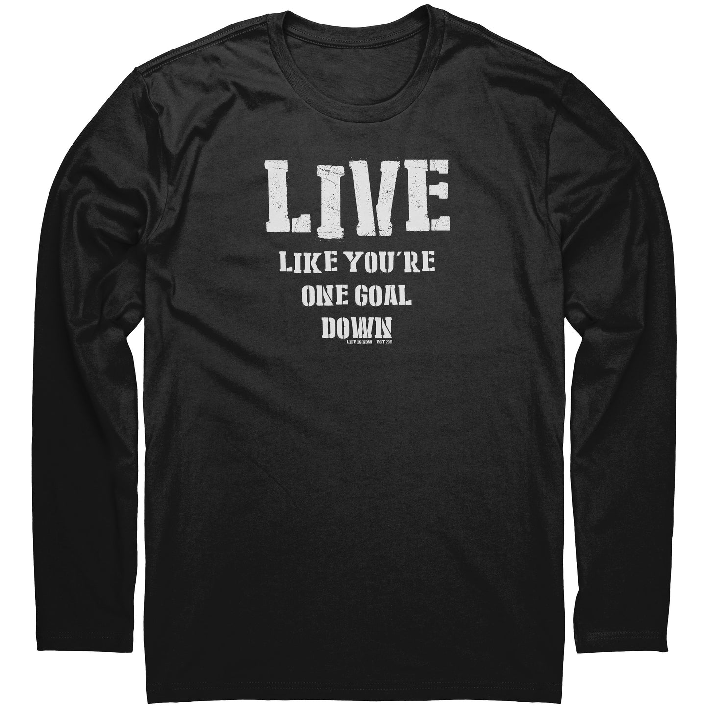 One Goal Down Men's Premium LS (light logo)
