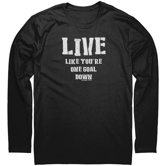 One Goal Down Men's Premium LS (light logo)