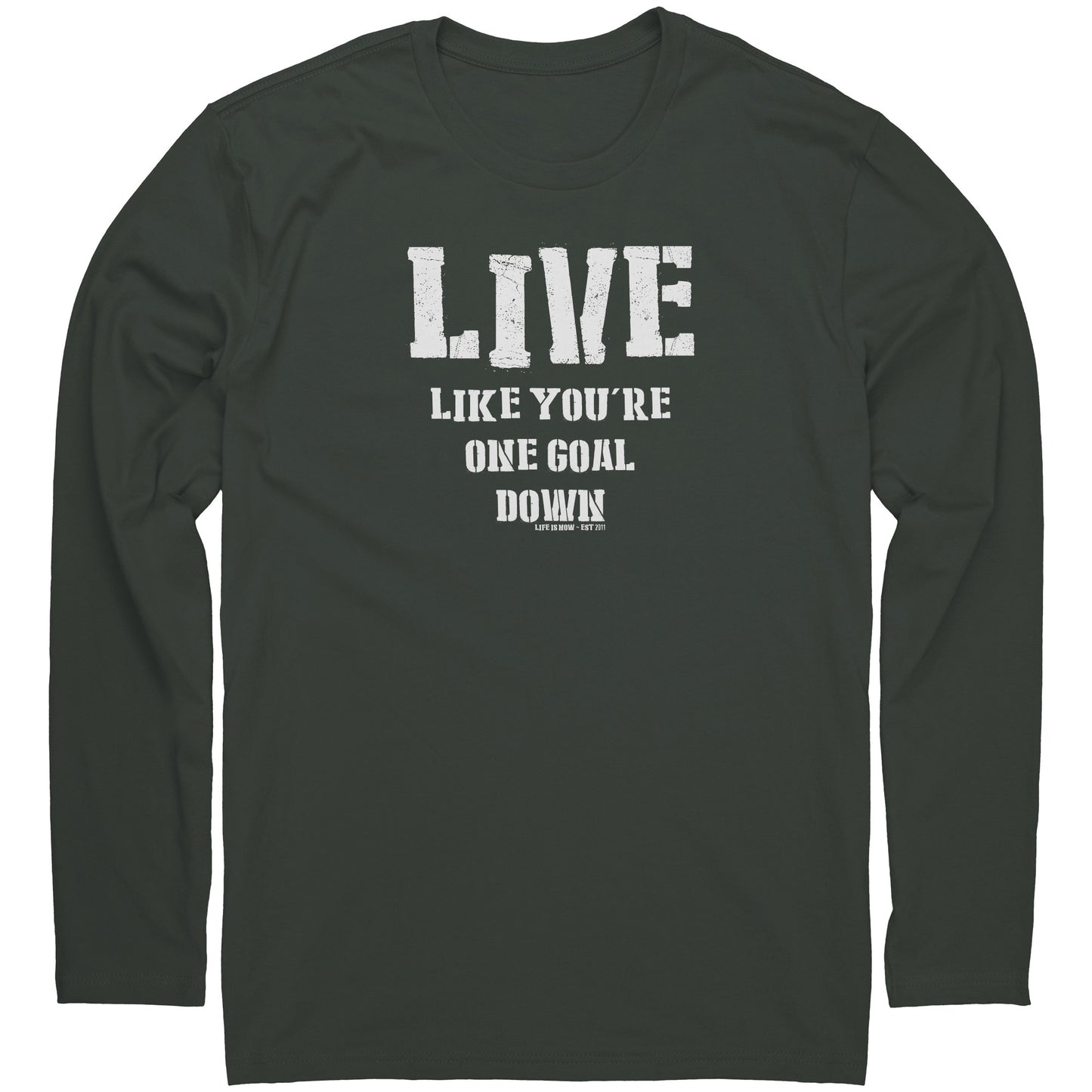 One Goal Down Men's Premium LS (light logo)