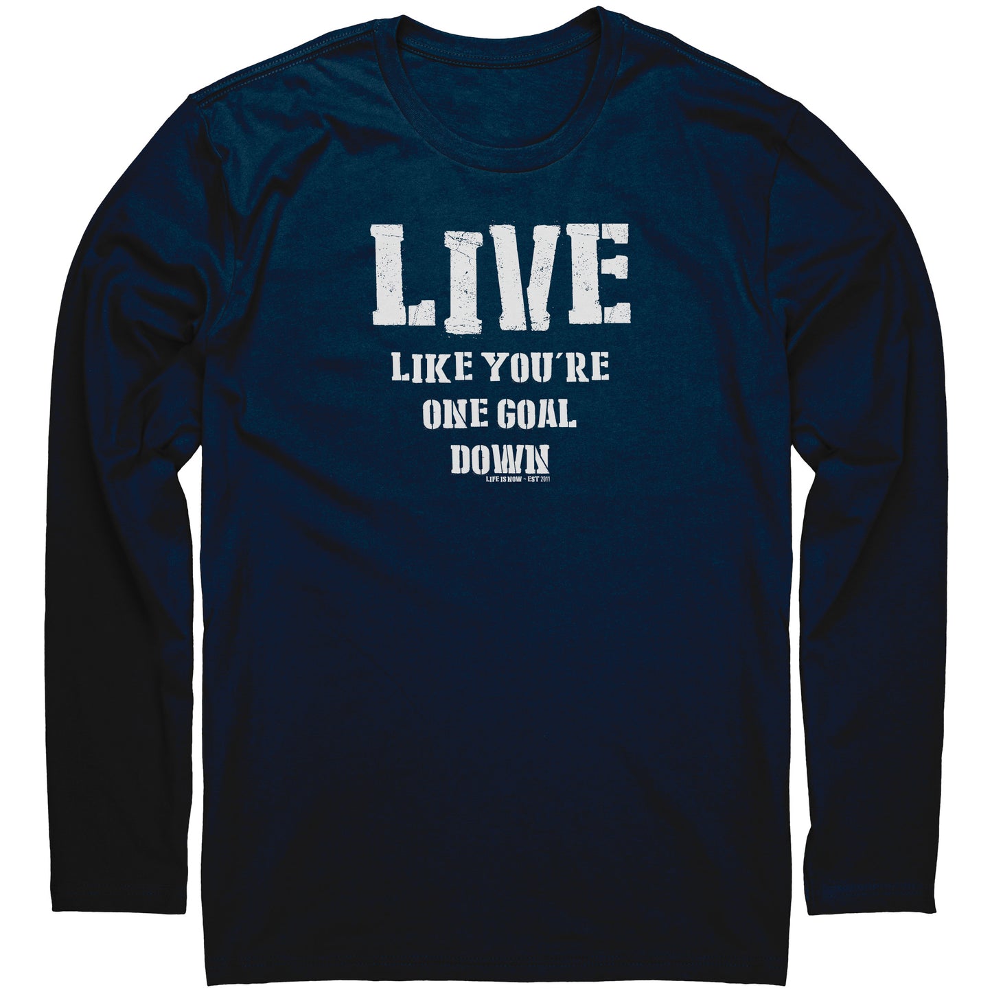 One Goal Down Men's Premium LS (light logo)
