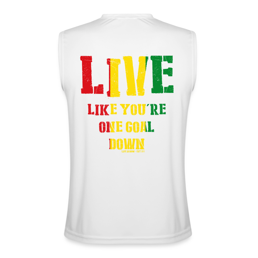 One Goal Down Rasta Men’s Performance Sleeveless Shirt - white