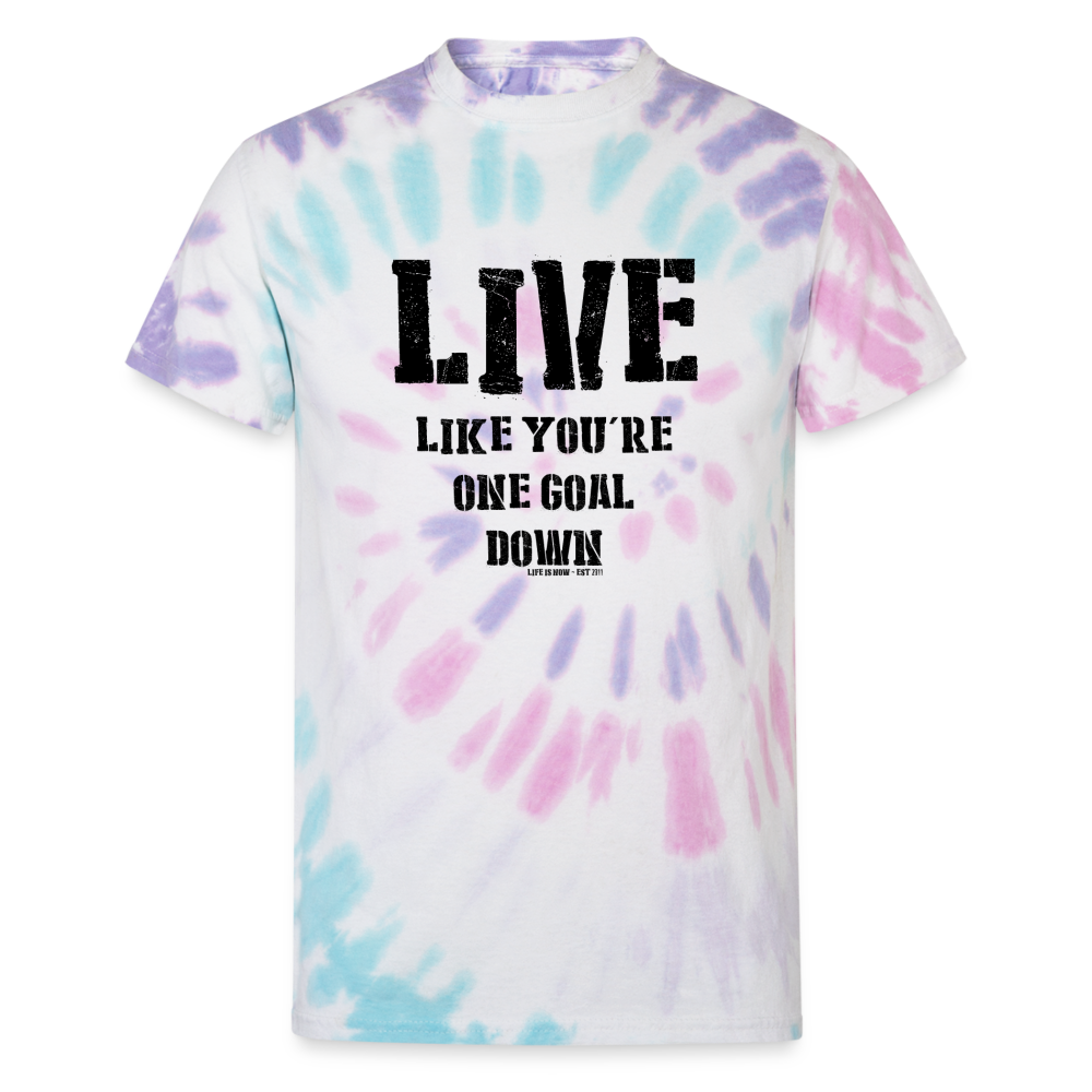 One Goal Down Unisex Tie Dye T-Shirt - Pastel Spiral