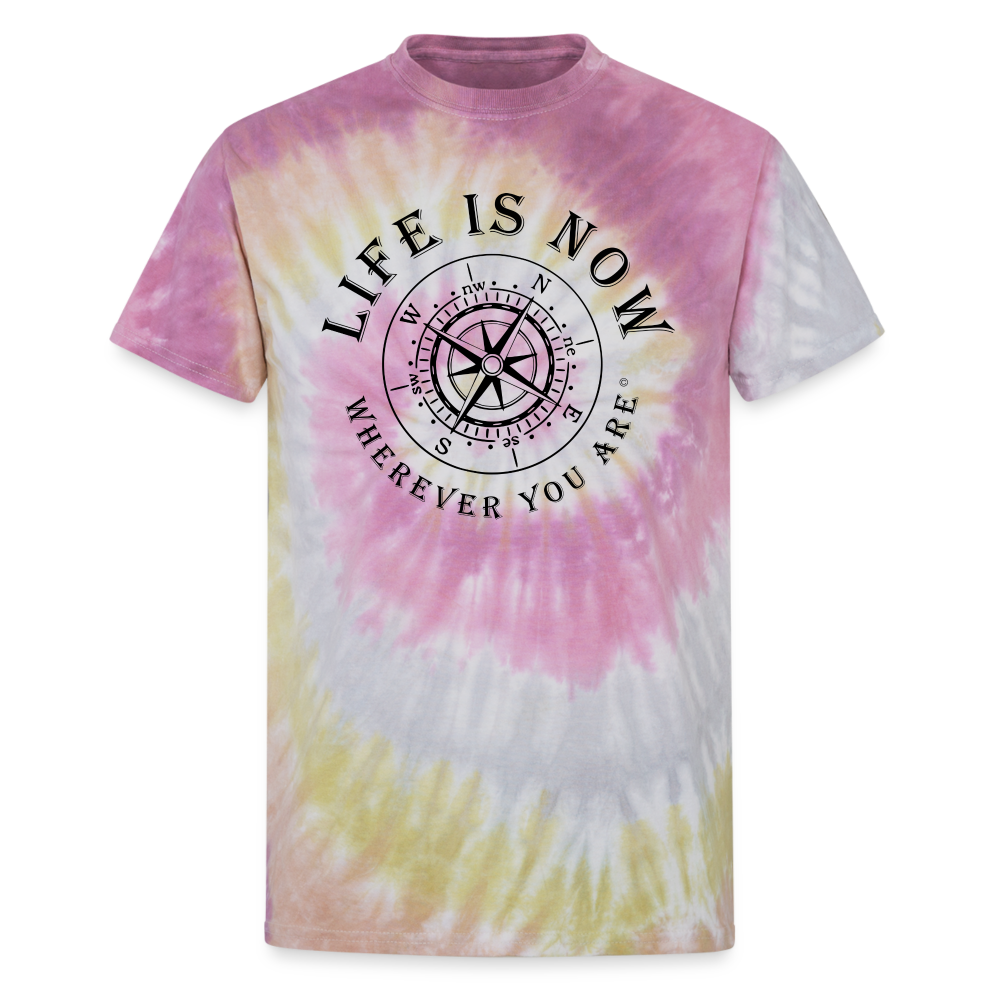 Wherever You Are Compass Unisex Tie Dye T-Shirt - Desert Rose