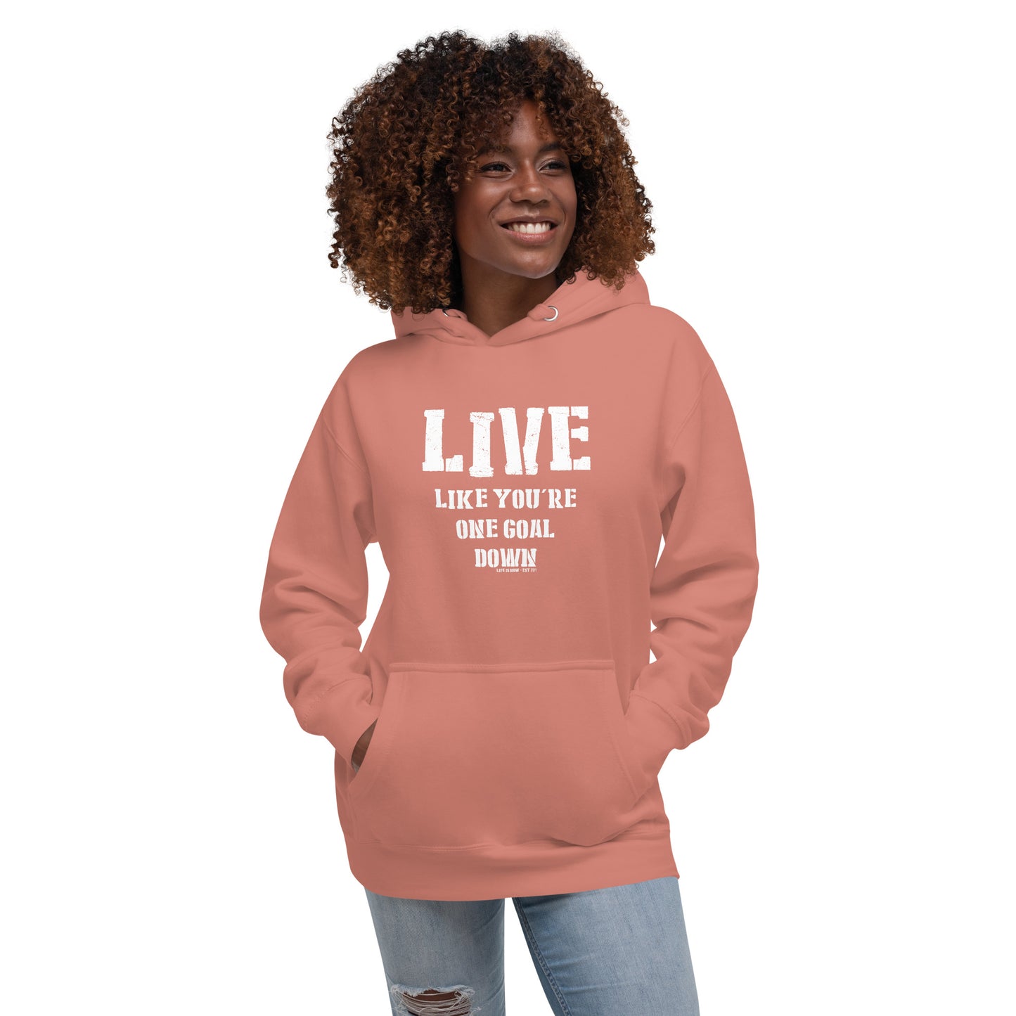 One Goal Down Unisex Hoodie (light logo)