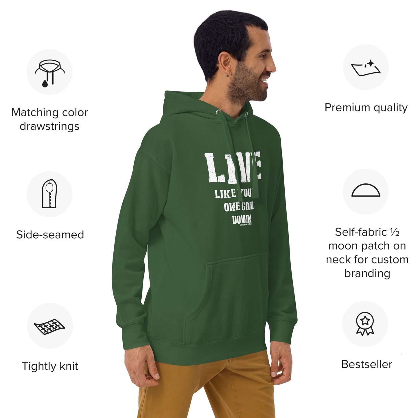One Goal Down Unisex Hoodie (light logo)