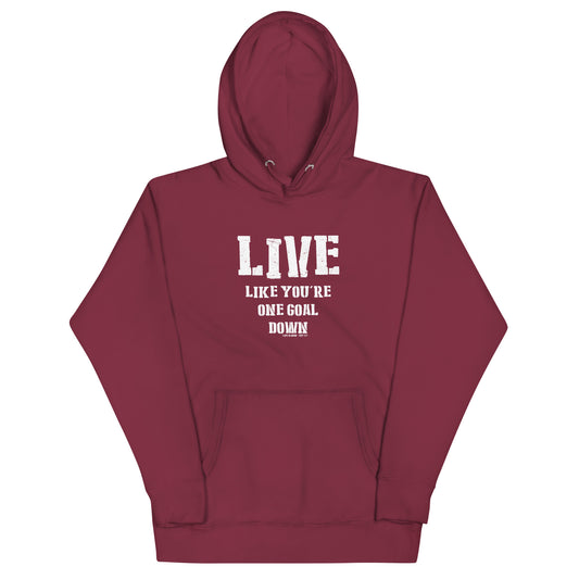 One Goal Down Unisex Hoodie (light logo)