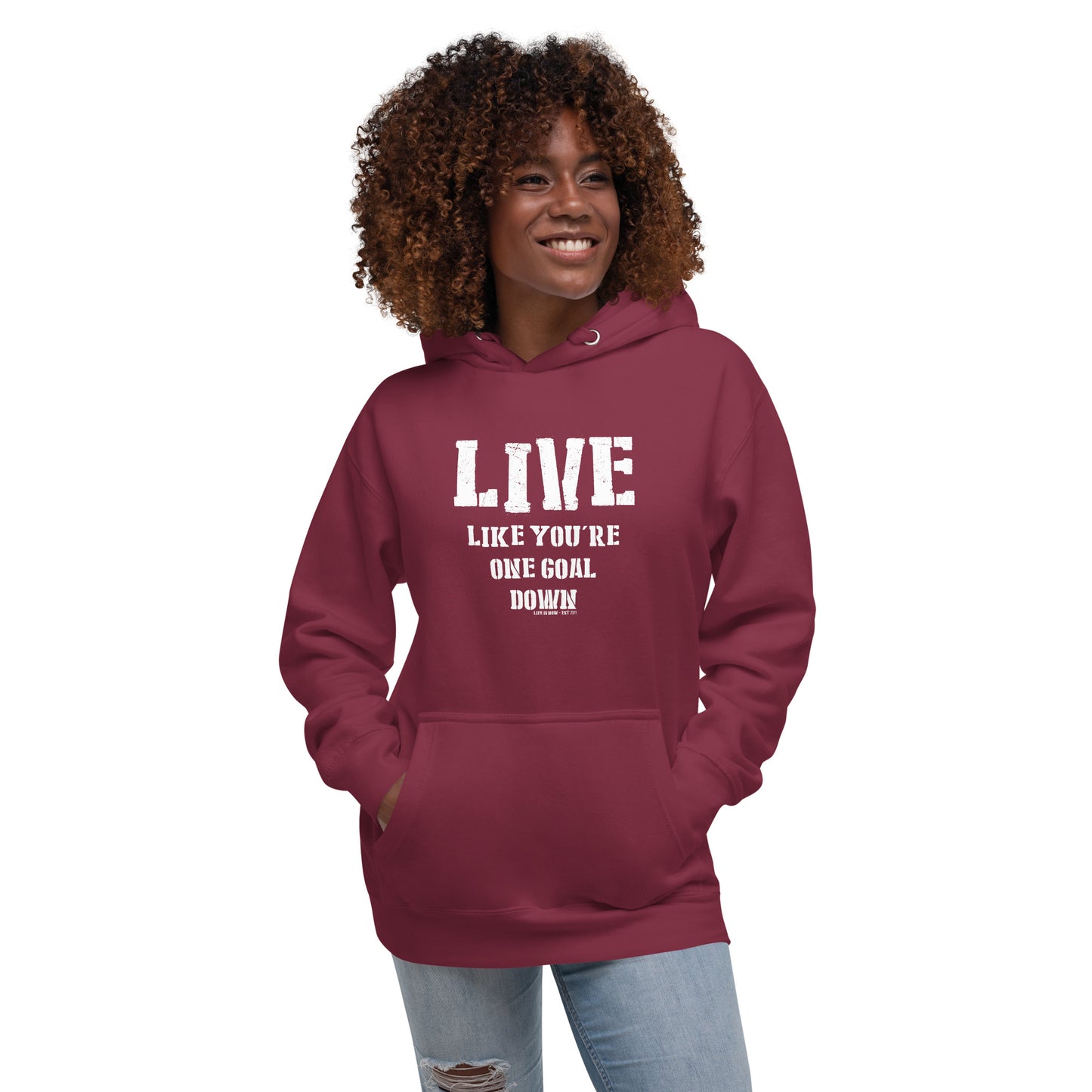 One Goal Down Unisex Hoodie (light logo)