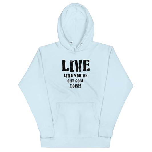 One Goal Down Unisex Hoodie (dark logo)