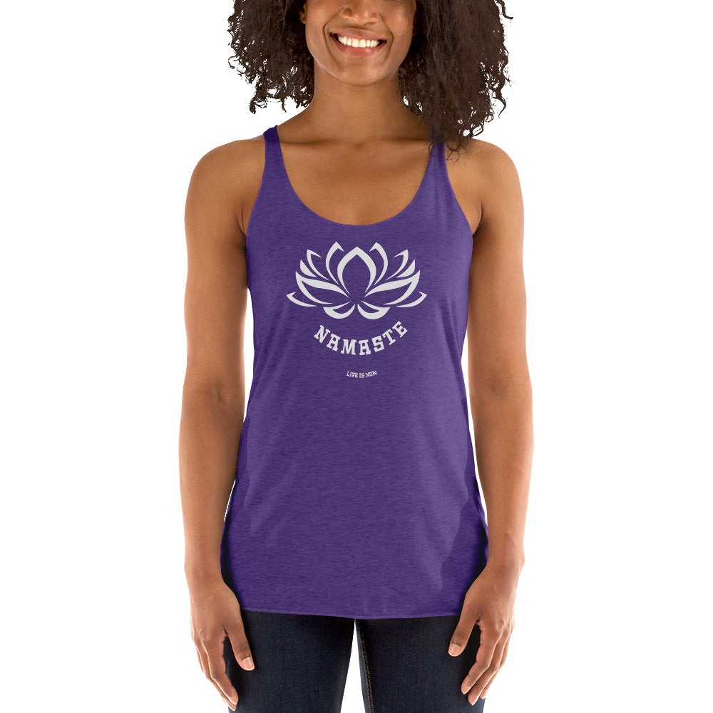 Lotus Flower Namaste Ladies' Triblend Racerback Tank
