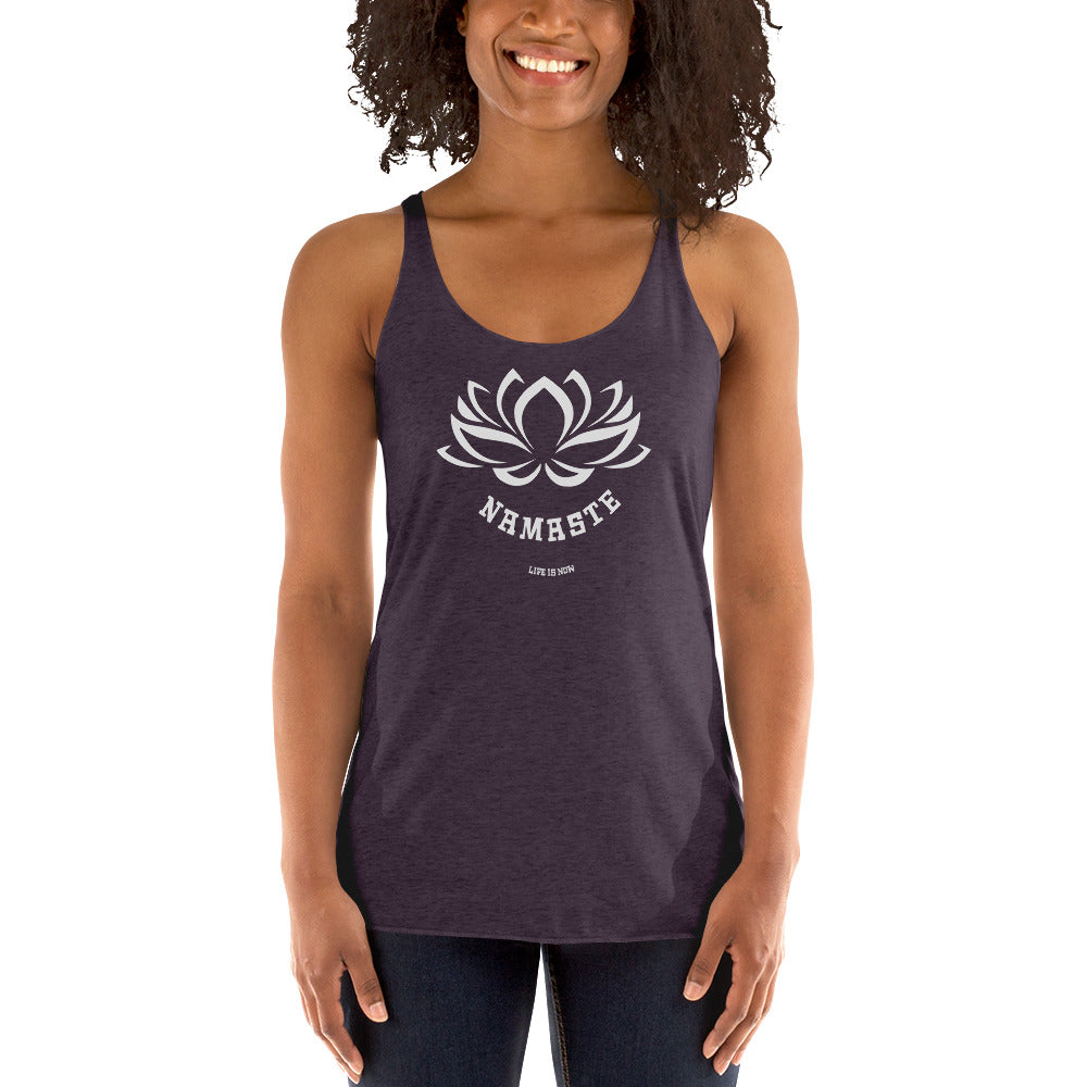 Lotus Flower Namaste Ladies' Triblend Racerback Tank