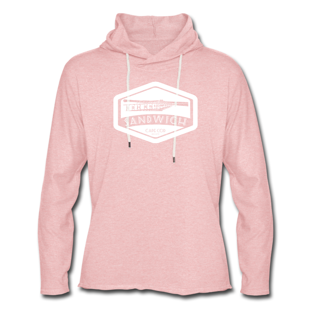Sandwich Boardwalk Badge Unisex Lightweight Terry Hoodie - cream heather pink