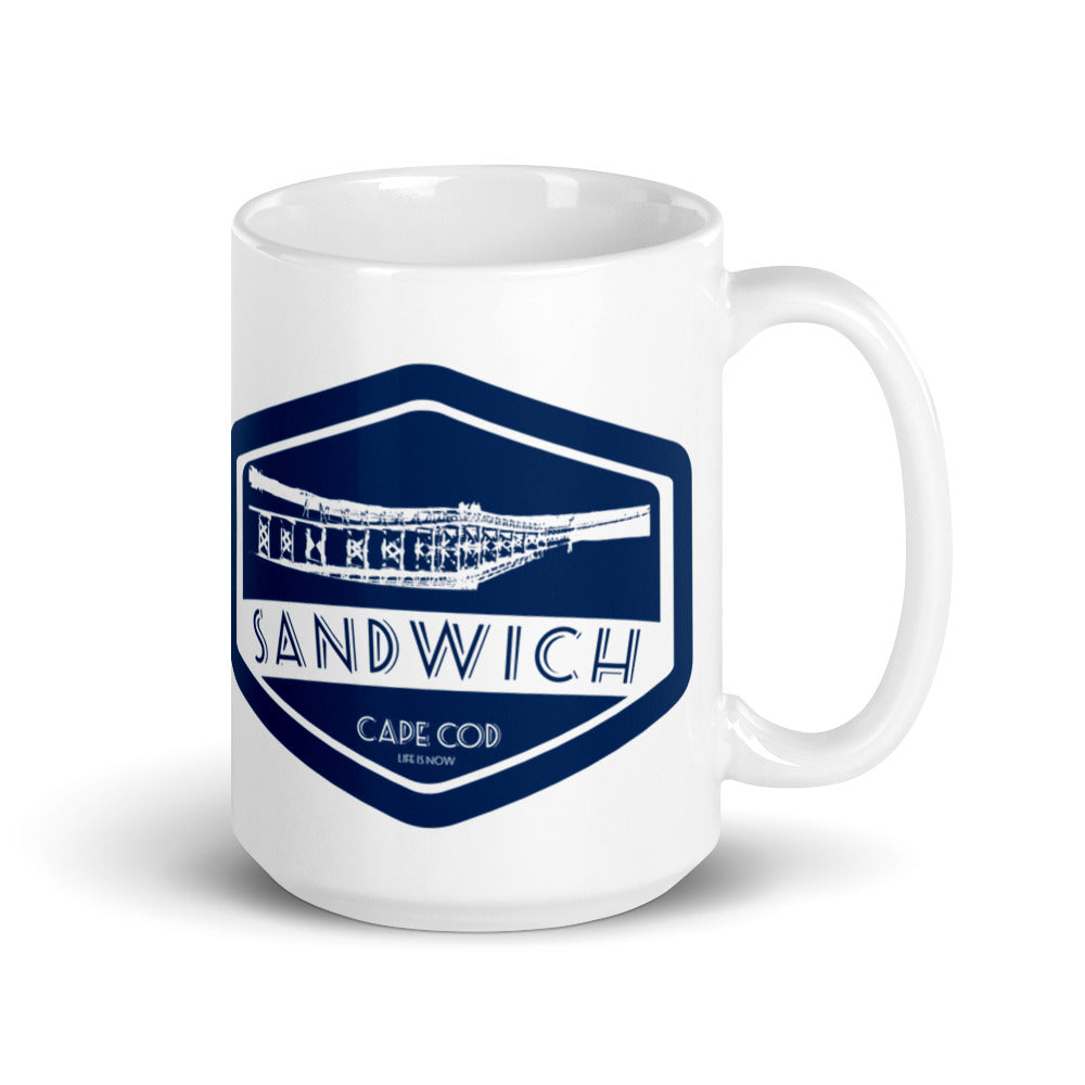 Sandwich Boardwalk Badge White glossy mug