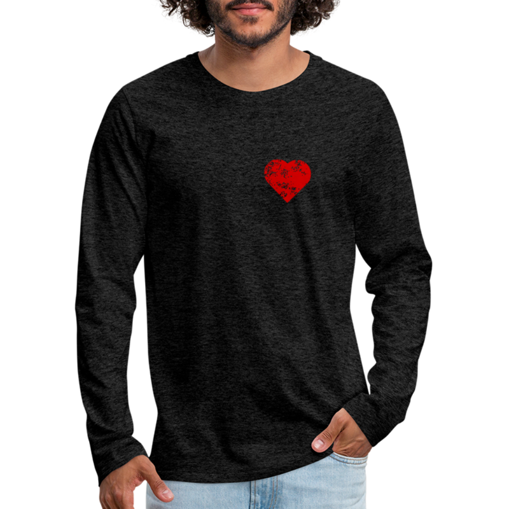 Heart Men's Premium Long Sleeve T-Shirt - charcoal grey