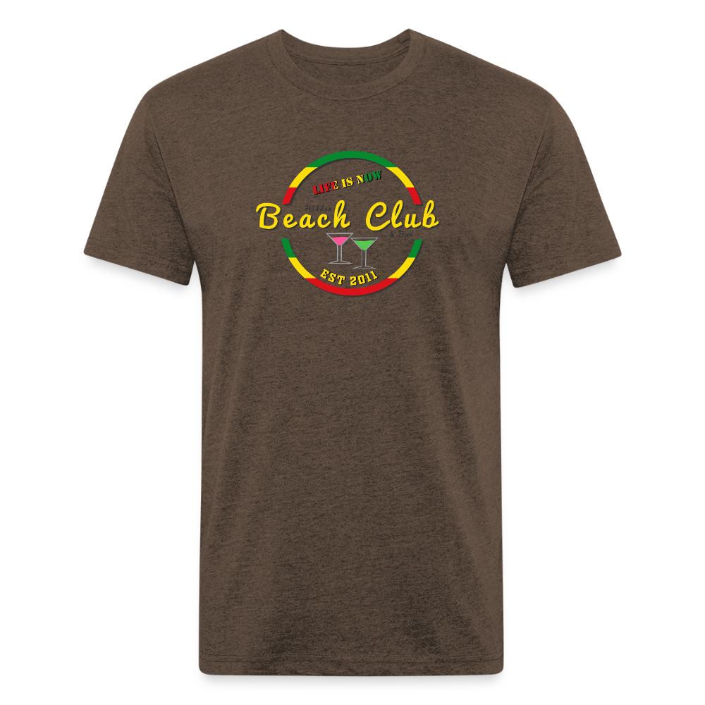 Rasta Beach Club Fitted Cotton/Poly T-Shirt - heather espresso