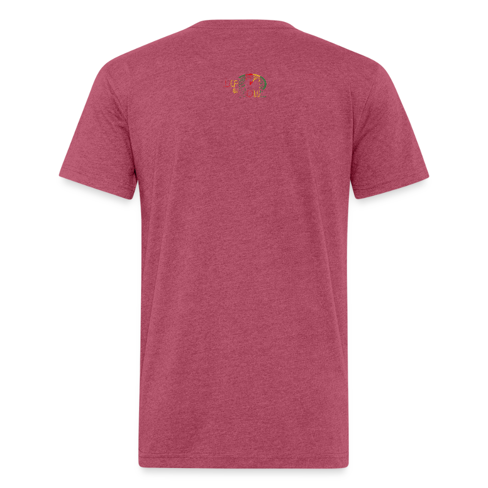 Rasta !Never Give Up Fitted Cotton/Poly T-Shirt - heather burgundy