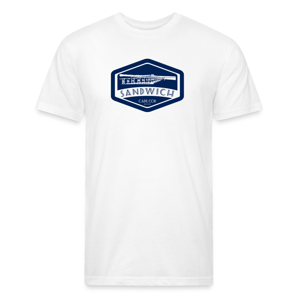 Sandwich Boardwalk Navy Fitted Cotton/Poly T-Shirt - white