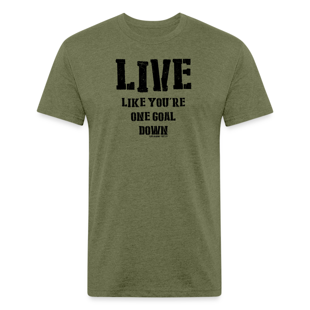 One Goal Down Fitted Cotton/Poly T-Shirt - heather military green