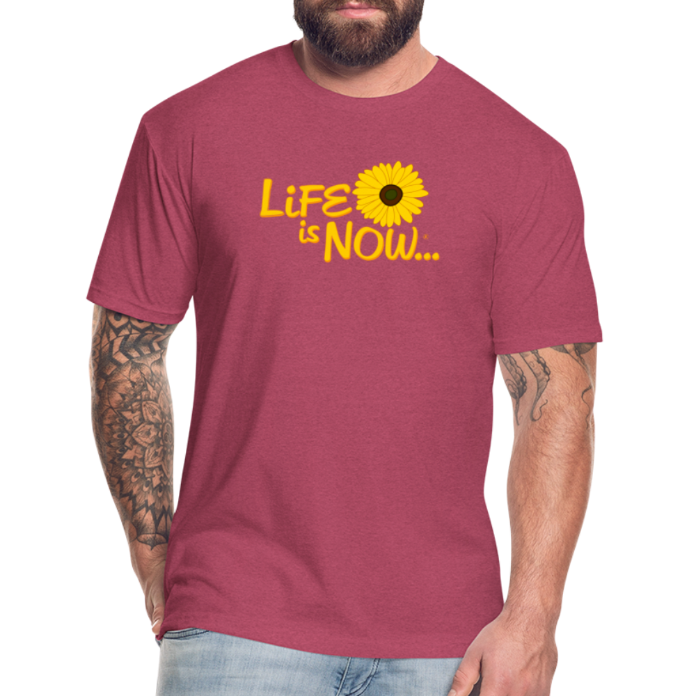 Squiggle Sunflower Fitted Cotton/Poly T-Shirt - heather burgundy