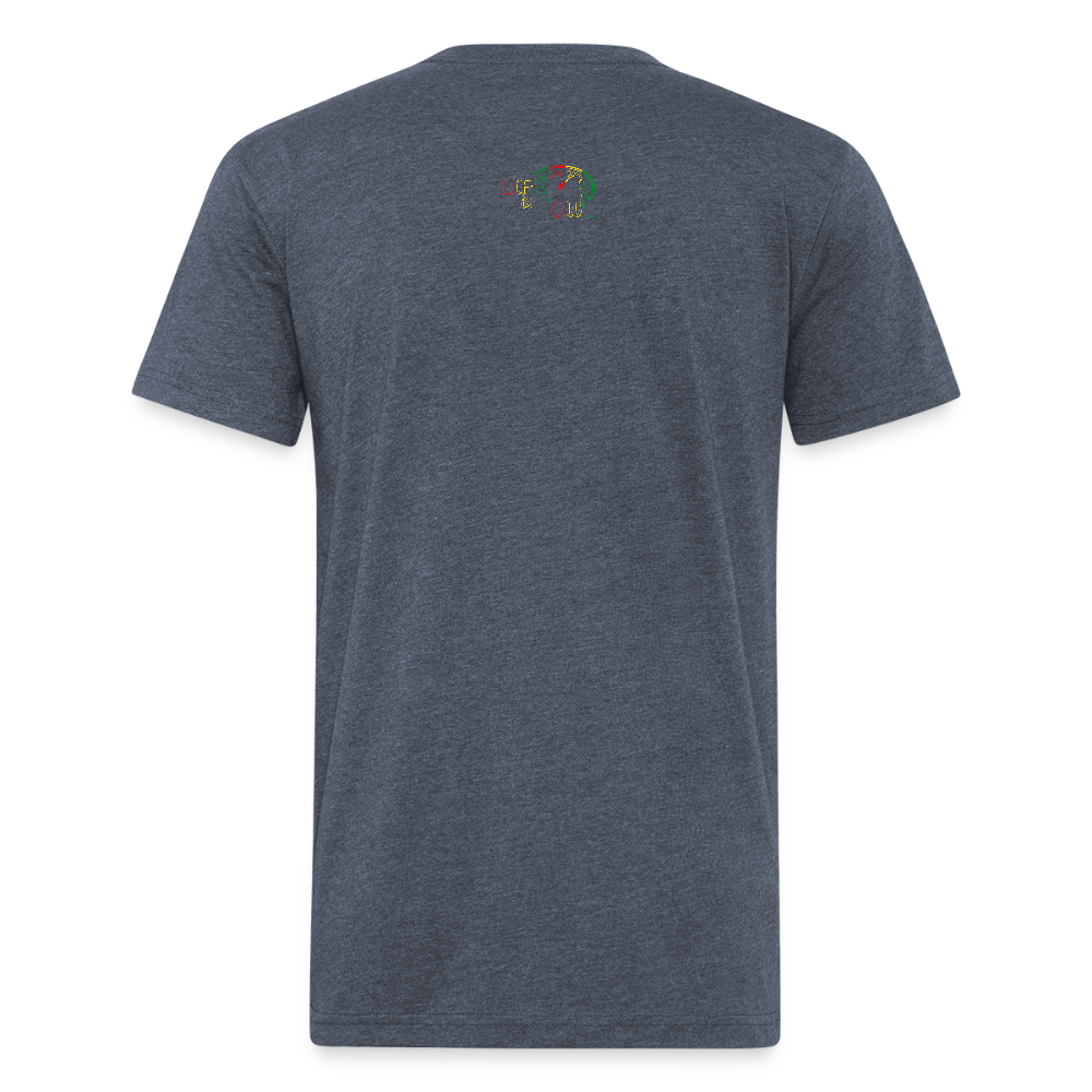 Rasta !Never Give Up Fitted Cotton/Poly T-Shirt - heather navy