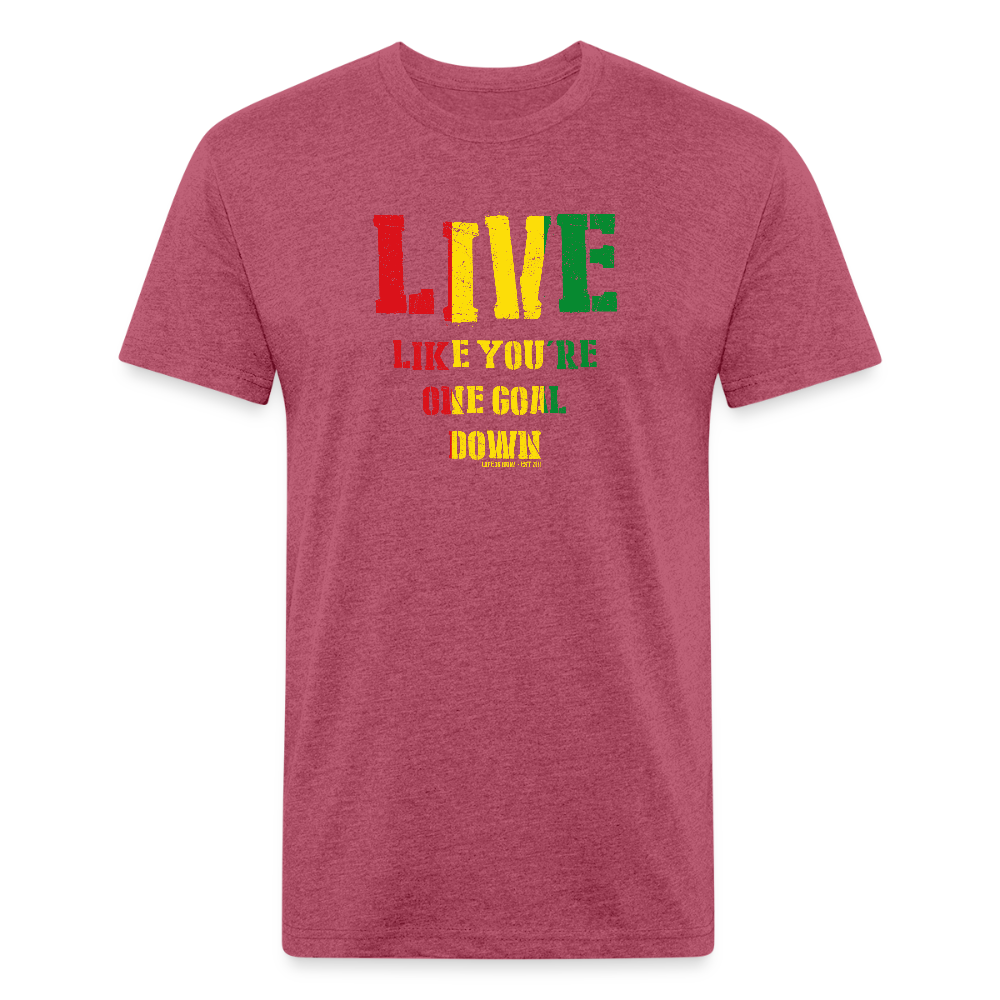 Rasta One Goal Down Fitted Cotton/Poly T-Shirt - heather burgundy