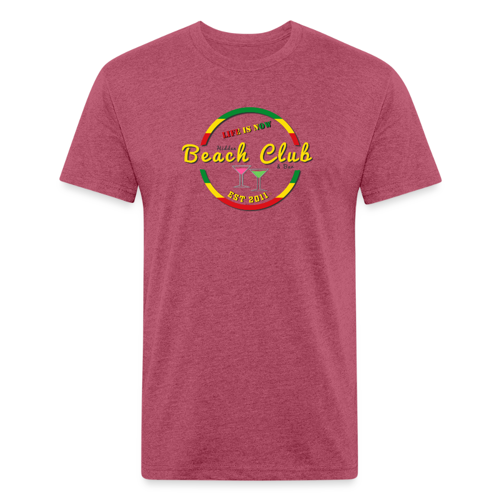 Rasta Beach Club Fitted Cotton/Poly T-Shirt - heather burgundy