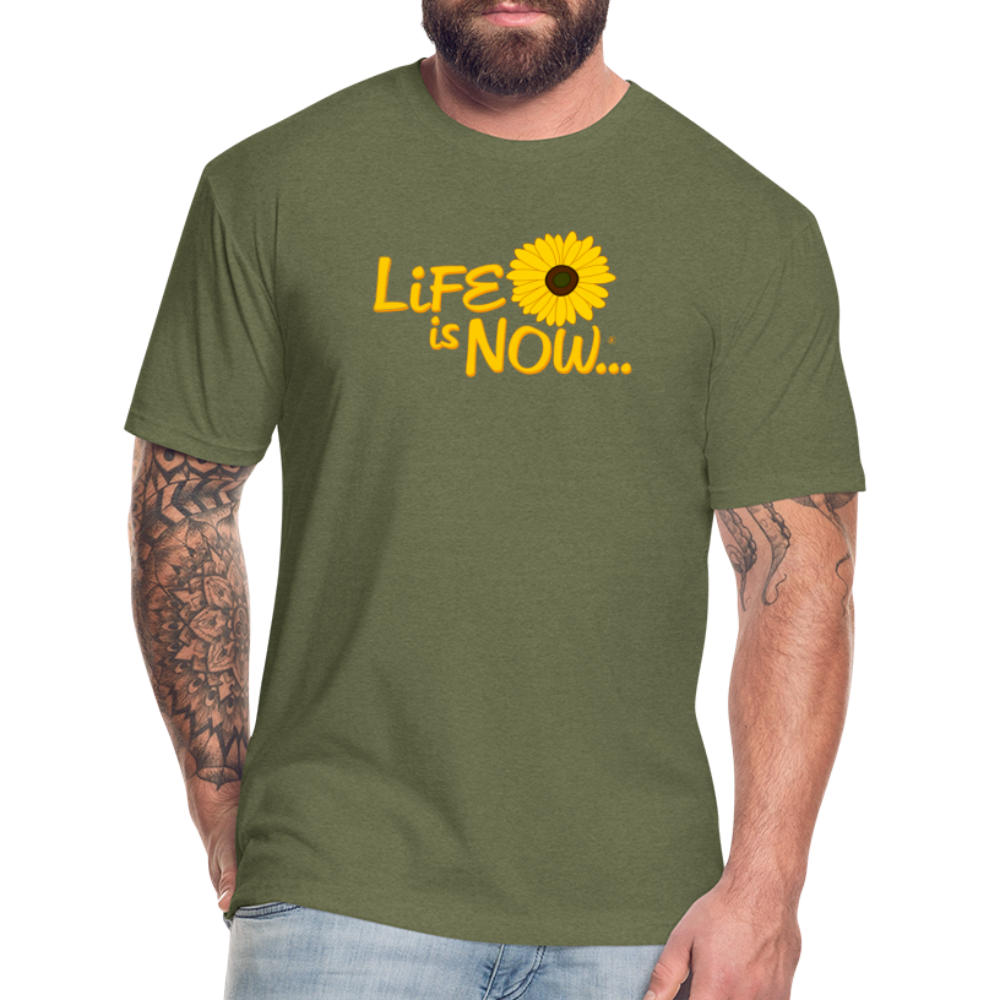 Squiggle Sunflower Fitted Cotton/Poly T-Shirt - heather military green