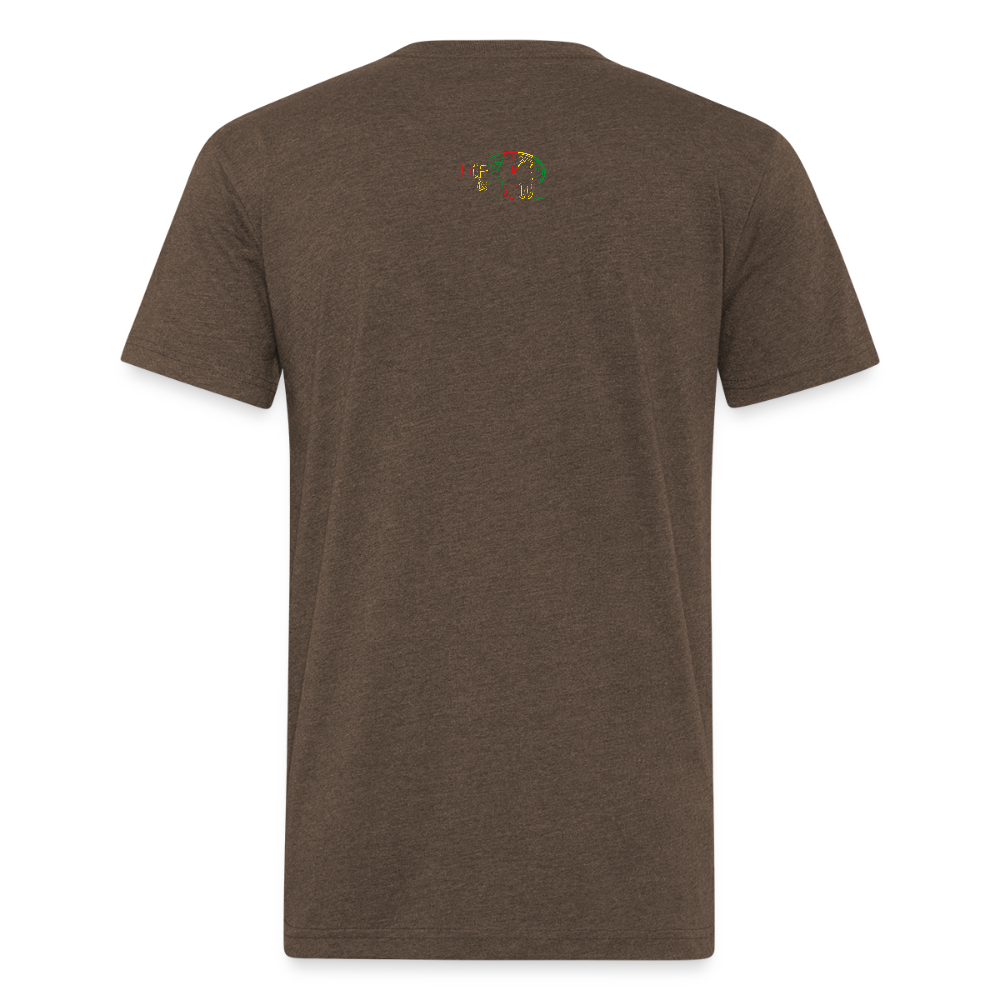 Rasta !Never Give Up Fitted Cotton/Poly T-Shirt - heather espresso