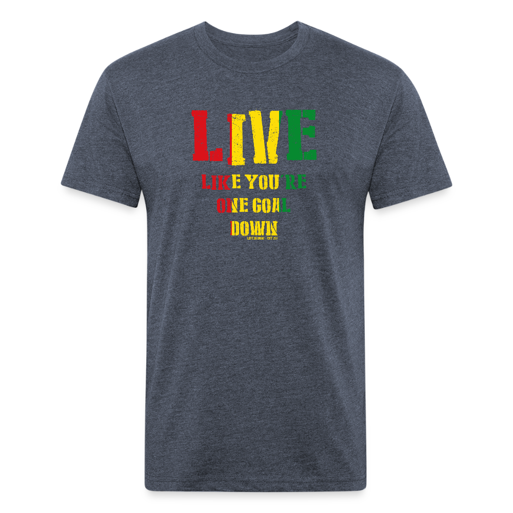 Rasta One Goal Down Fitted Cotton/Poly T-Shirt - heather navy