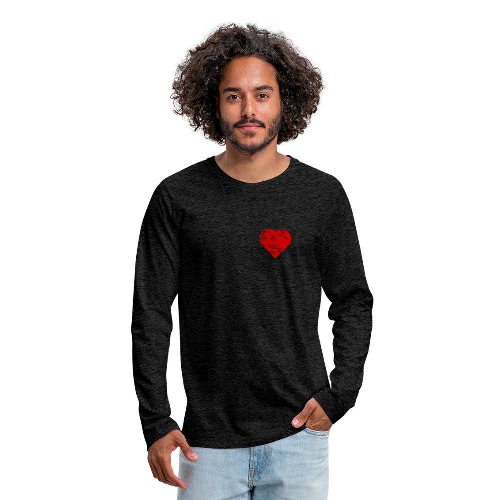 Heart Men's Premium Long Sleeve T-Shirt - charcoal grey