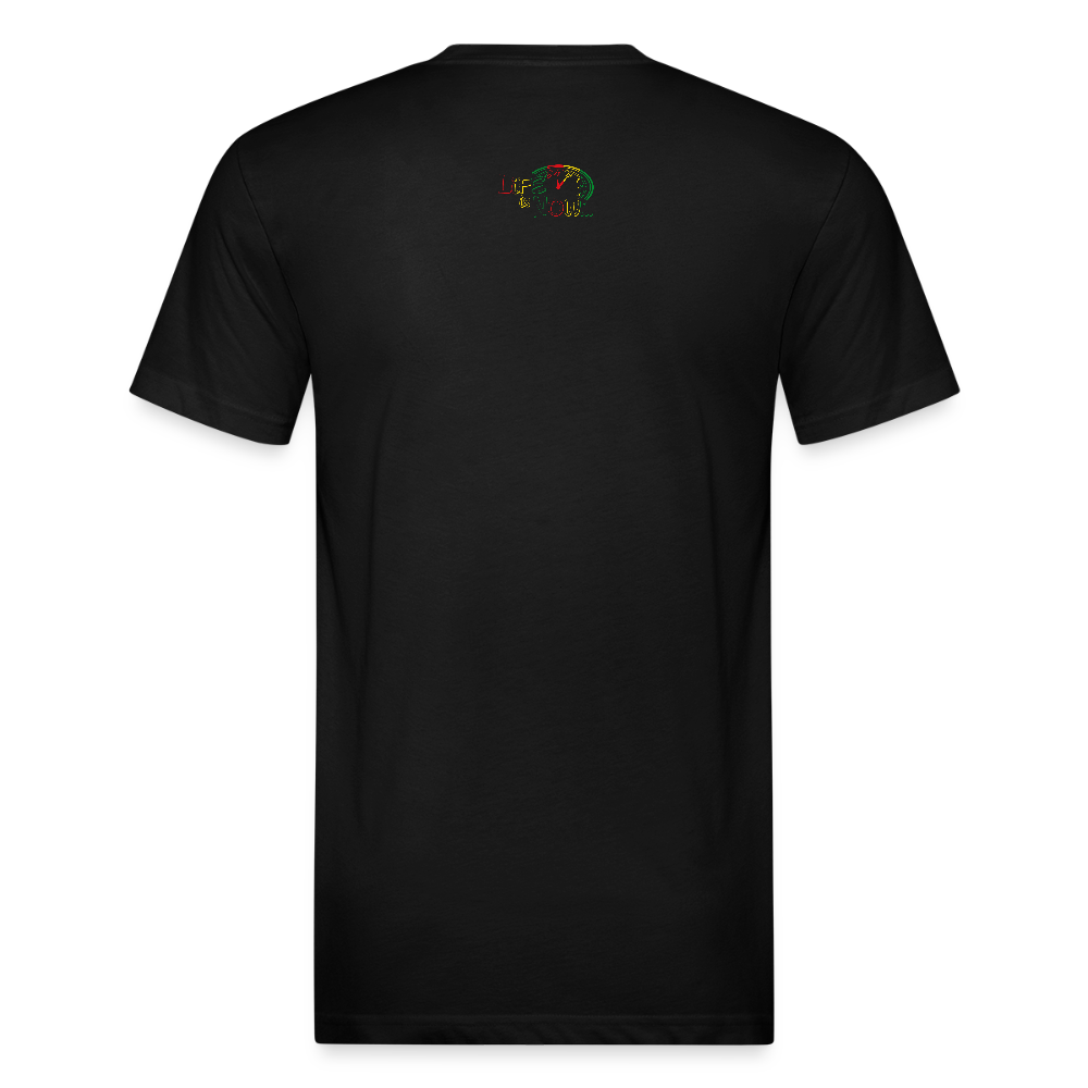 Rasta !Never Give Up Fitted Cotton/Poly T-Shirt - black