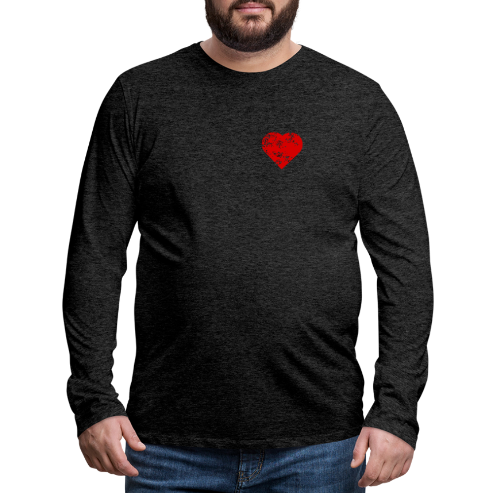 Heart Men's Premium Long Sleeve T-Shirt - charcoal grey