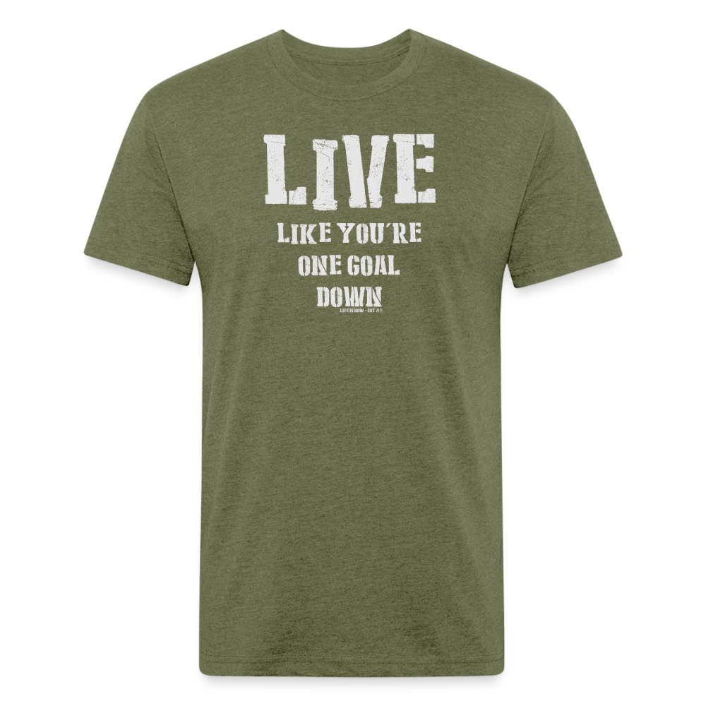 One Goal Down (white) Fitted Cotton/Poly T-Shirt - heather military green