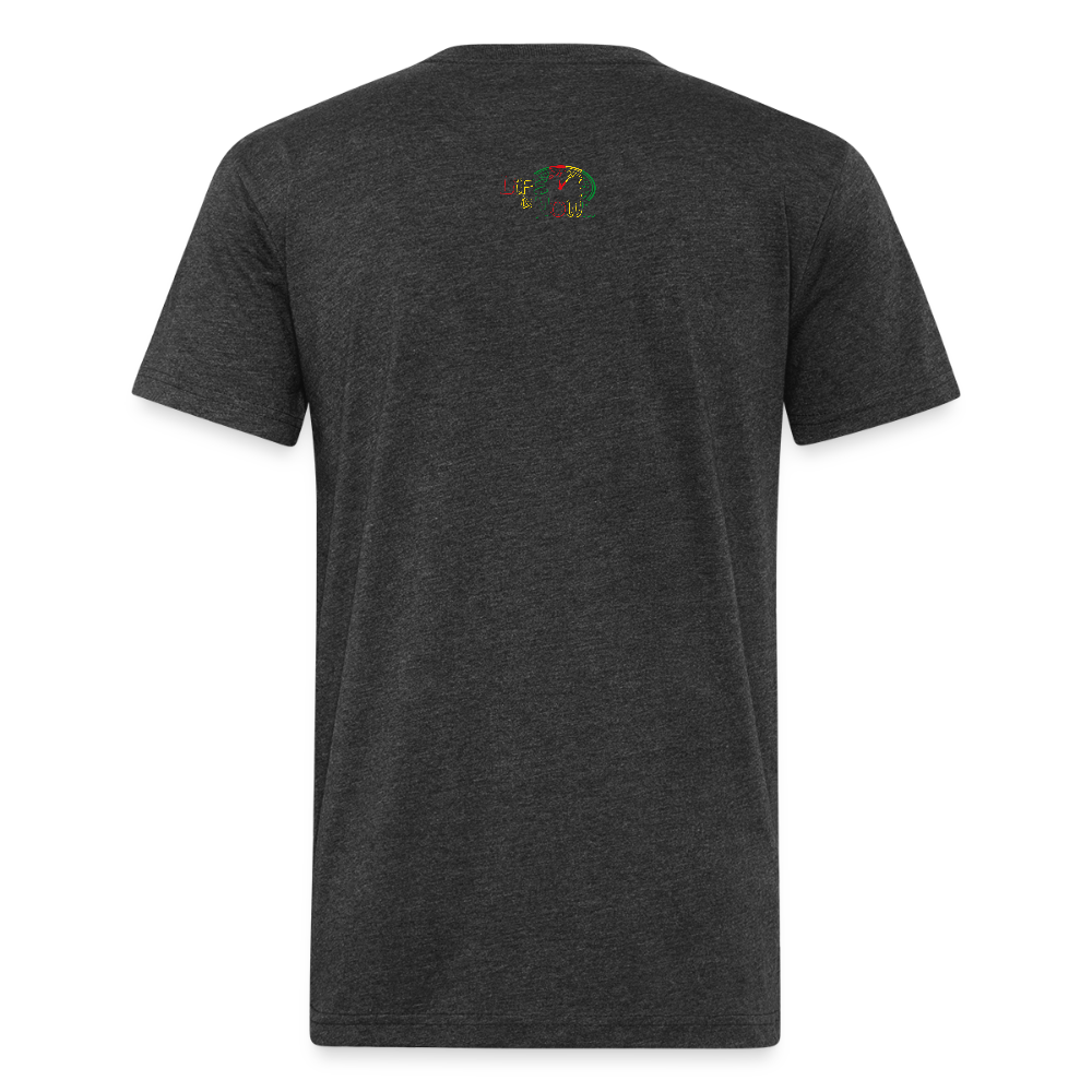 Rasta !Never Give Up Fitted Cotton/Poly T-Shirt - heather black