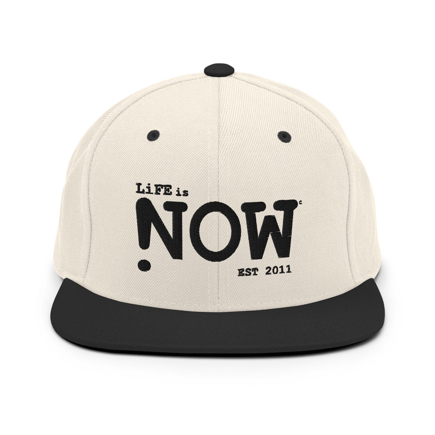 LiFE is NOW Snapback Hat (black embroidery)