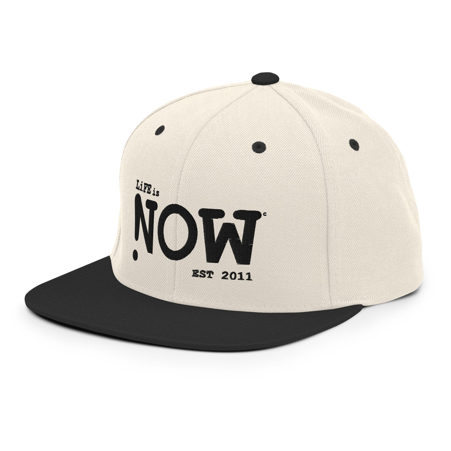 LiFE is NOW Snapback Hat (black embroidery)