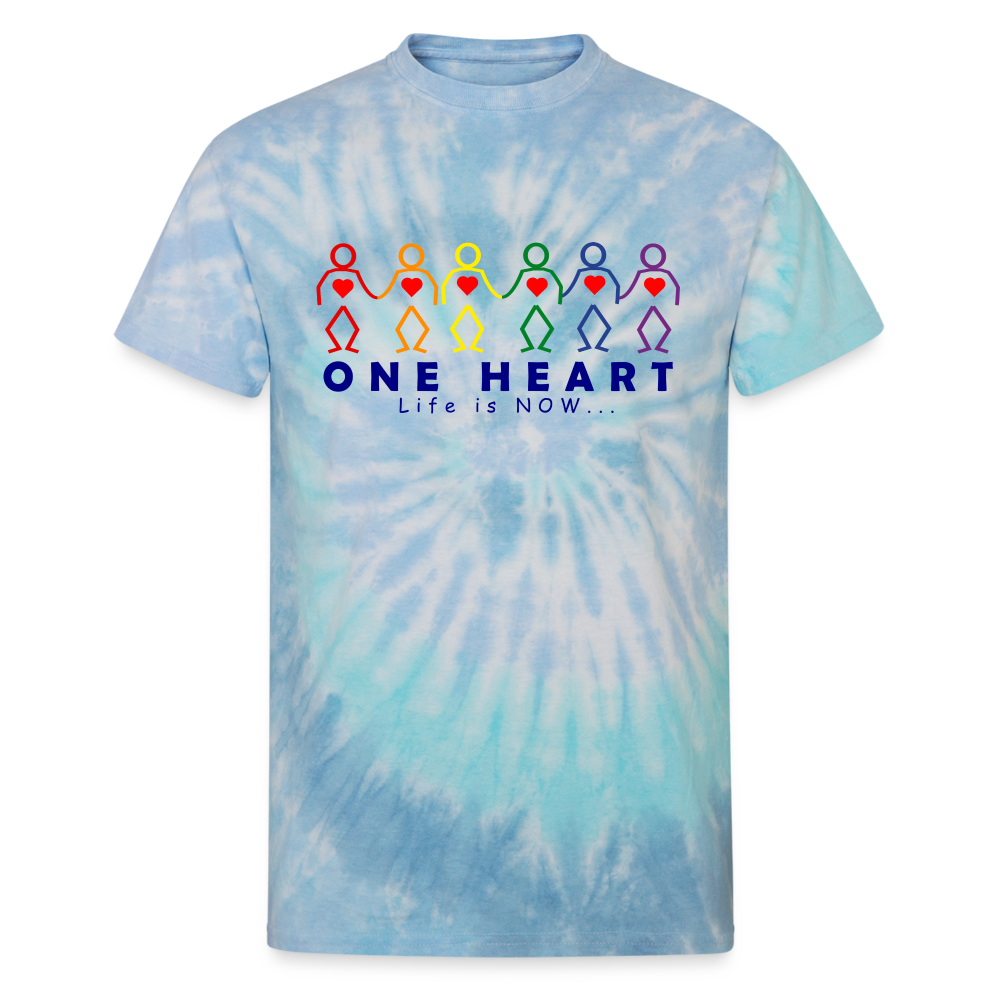 One Heart Unisex Tie Dye T-Shirt - blue lagoon