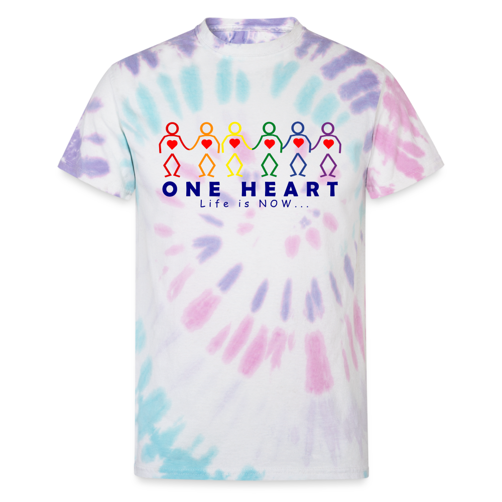 One Heart Unisex Tie Dye T-Shirt - Pastel Spiral