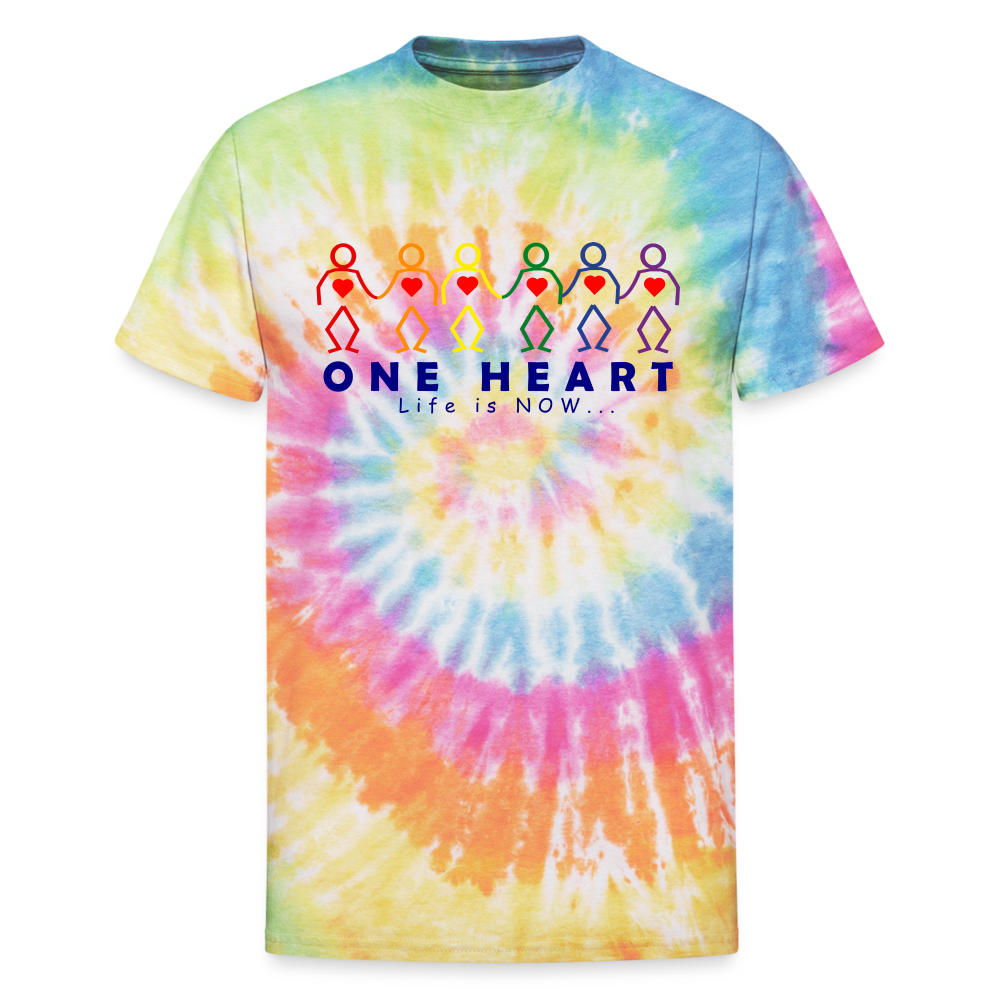 One Heart Unisex Tie Dye T-Shirt - rainbow