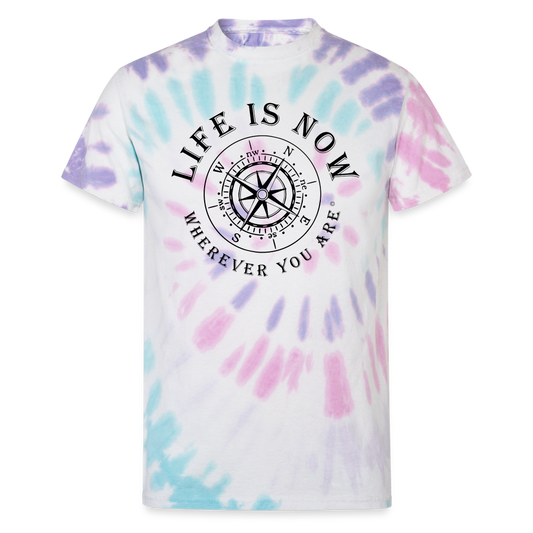 Wherever You Are Compass Unisex Tie Dye T-Shirt - Pastel Spiral