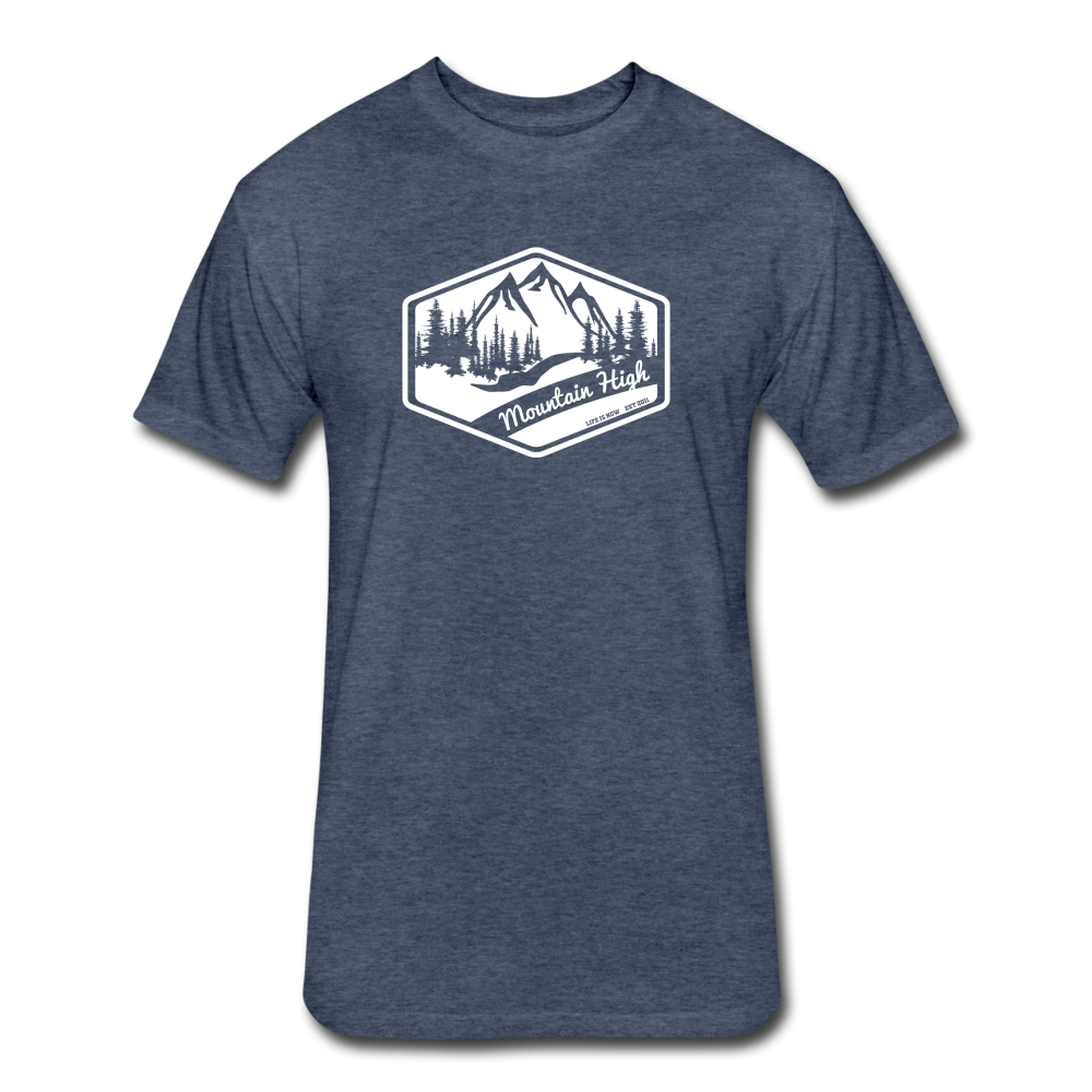 Mountain High Fitted Cotton/Poly T-Shirt - heather navy