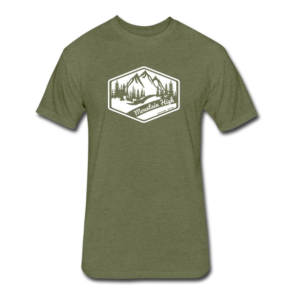 Mountain High Fitted Cotton/Poly T-Shirt - heather military green
